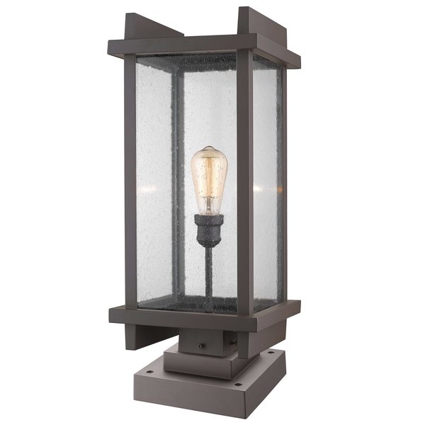 Z-Lite Fallow 1 Light Outdoor Pier Mounted Fixture, Deep Bronze And Clear Seedy 565PHBS-SQPM-DBZ